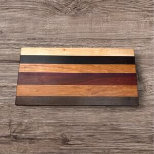 Handcrafted Cutting Board 9x18 Striped Hardwoods Sleek Modern Rustic Kitchen